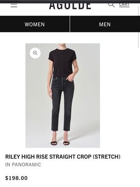 Agolde Riley High-Rise Straight Crop Stretch Jeans